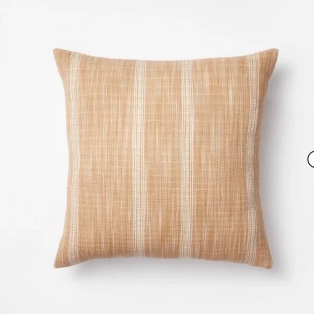 New / Woven Striped Square Throw Pillow Camel/Cream  Studio McGee  New 20”x20”